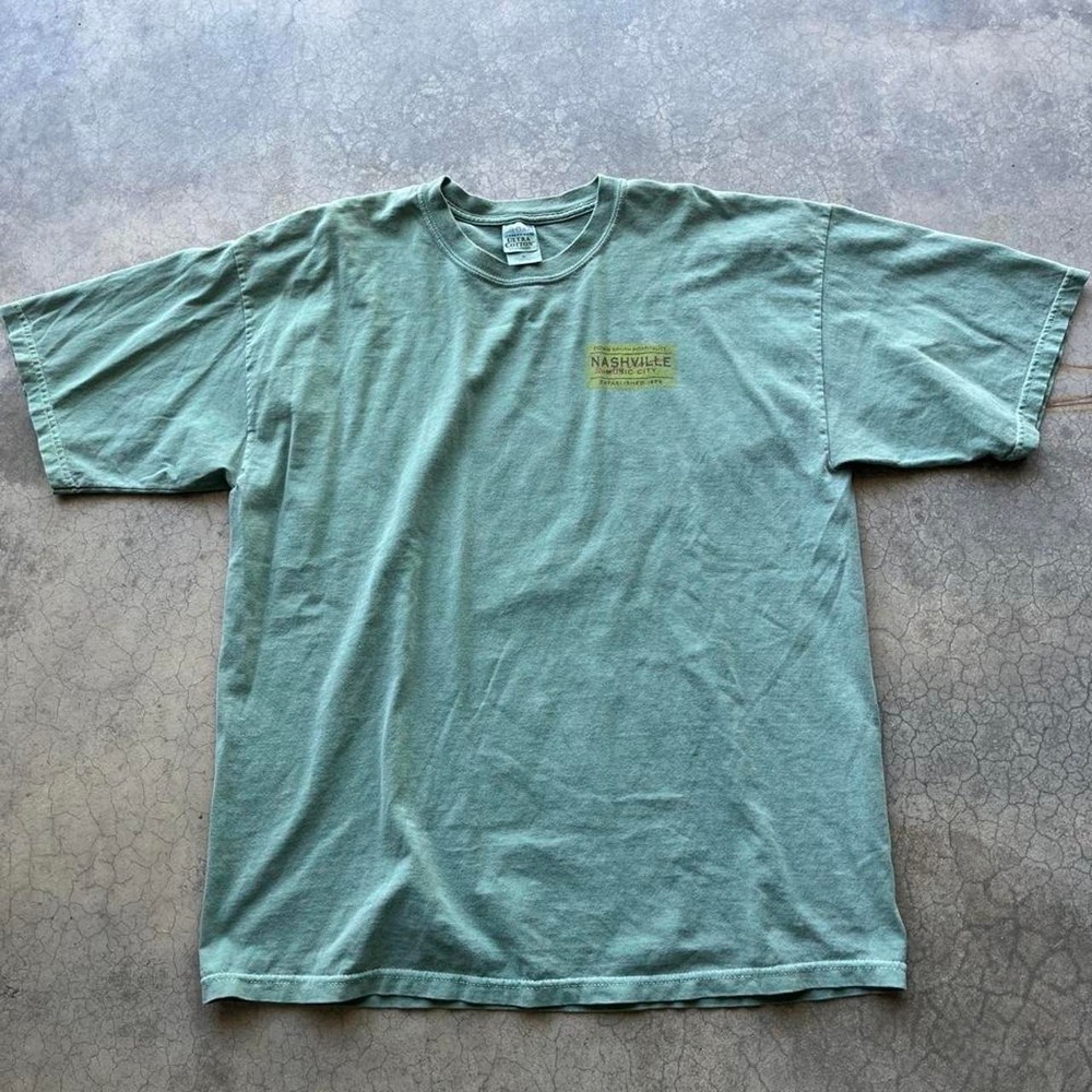 Nashville Music City Cotton T-Shirt Green & blue colorway